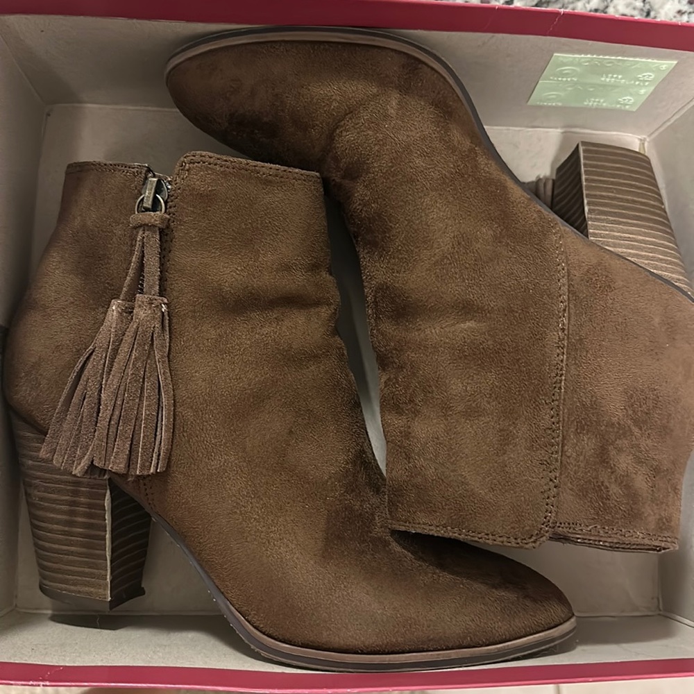 Chocolate Brown Suede Boots with Tassel